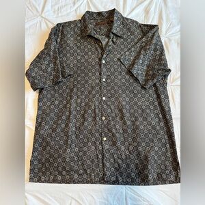 Tori Richard Black Short-Sleeve Button-Down with Geometric Dot Pattern